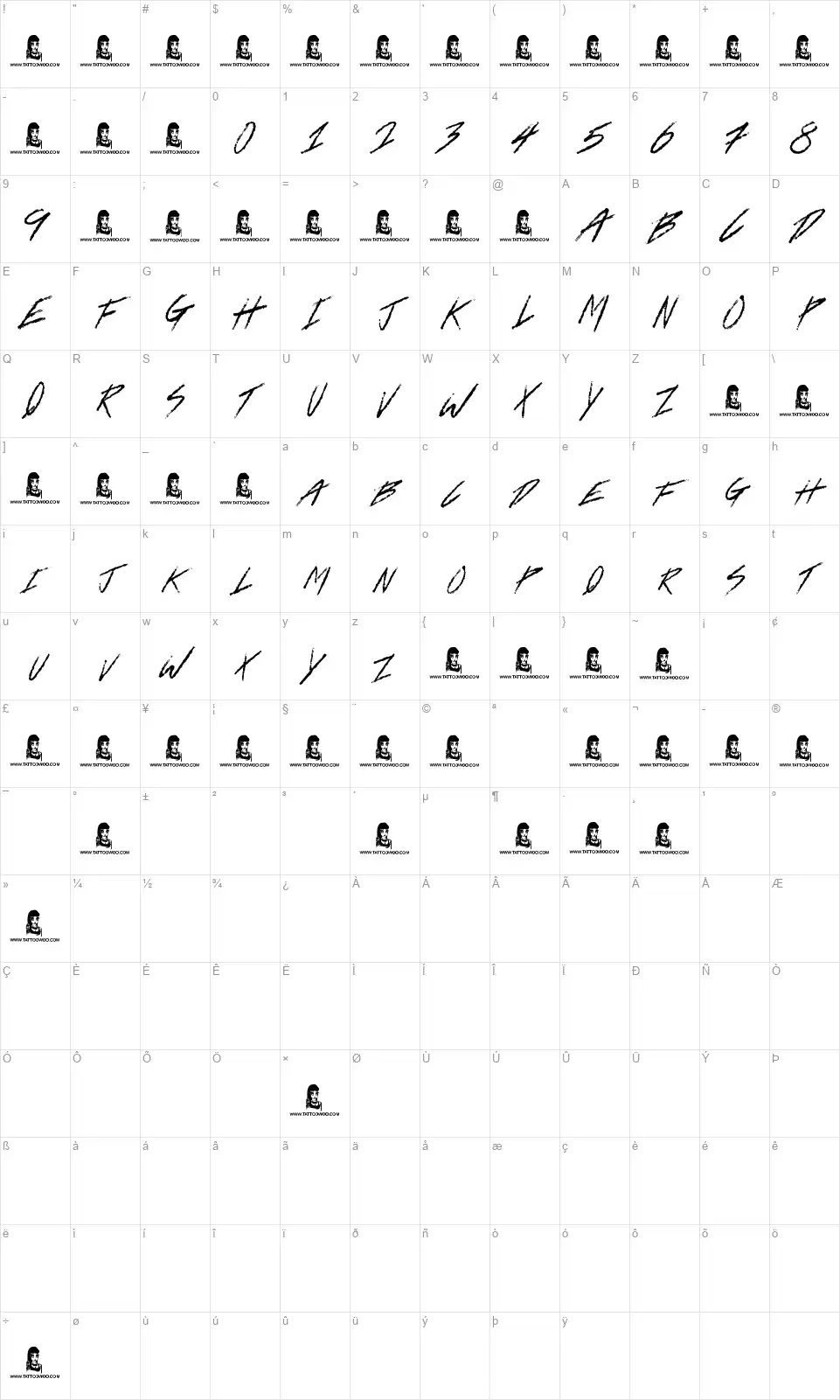Trap Beatsfont character map