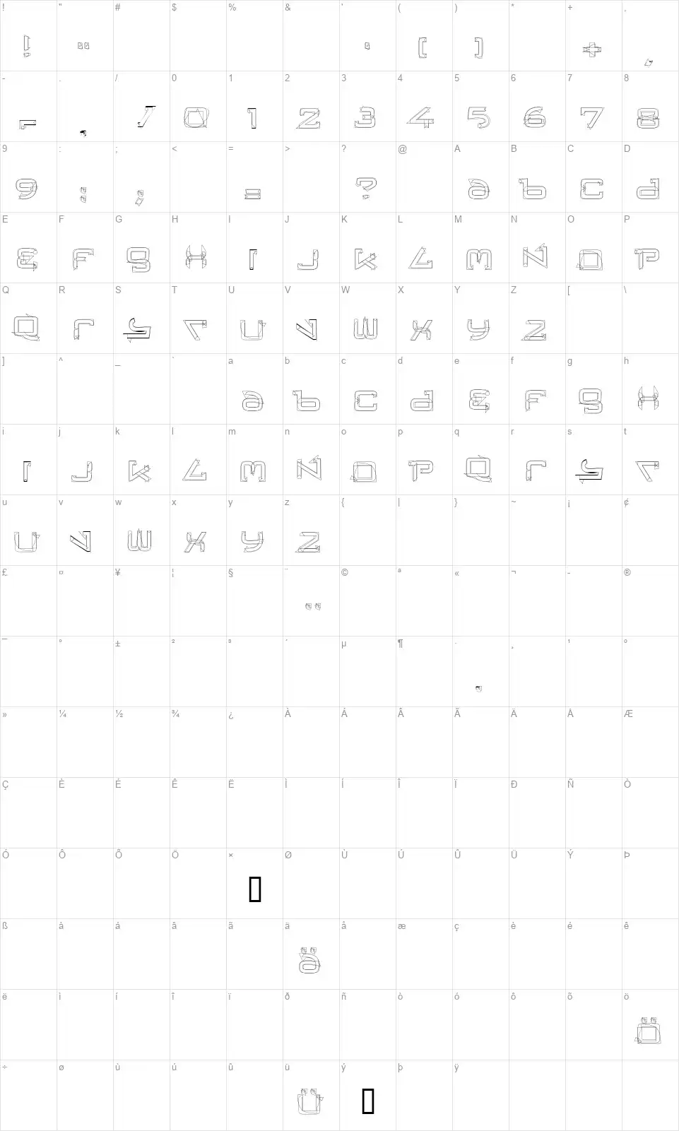 Tresor Einsfont character map