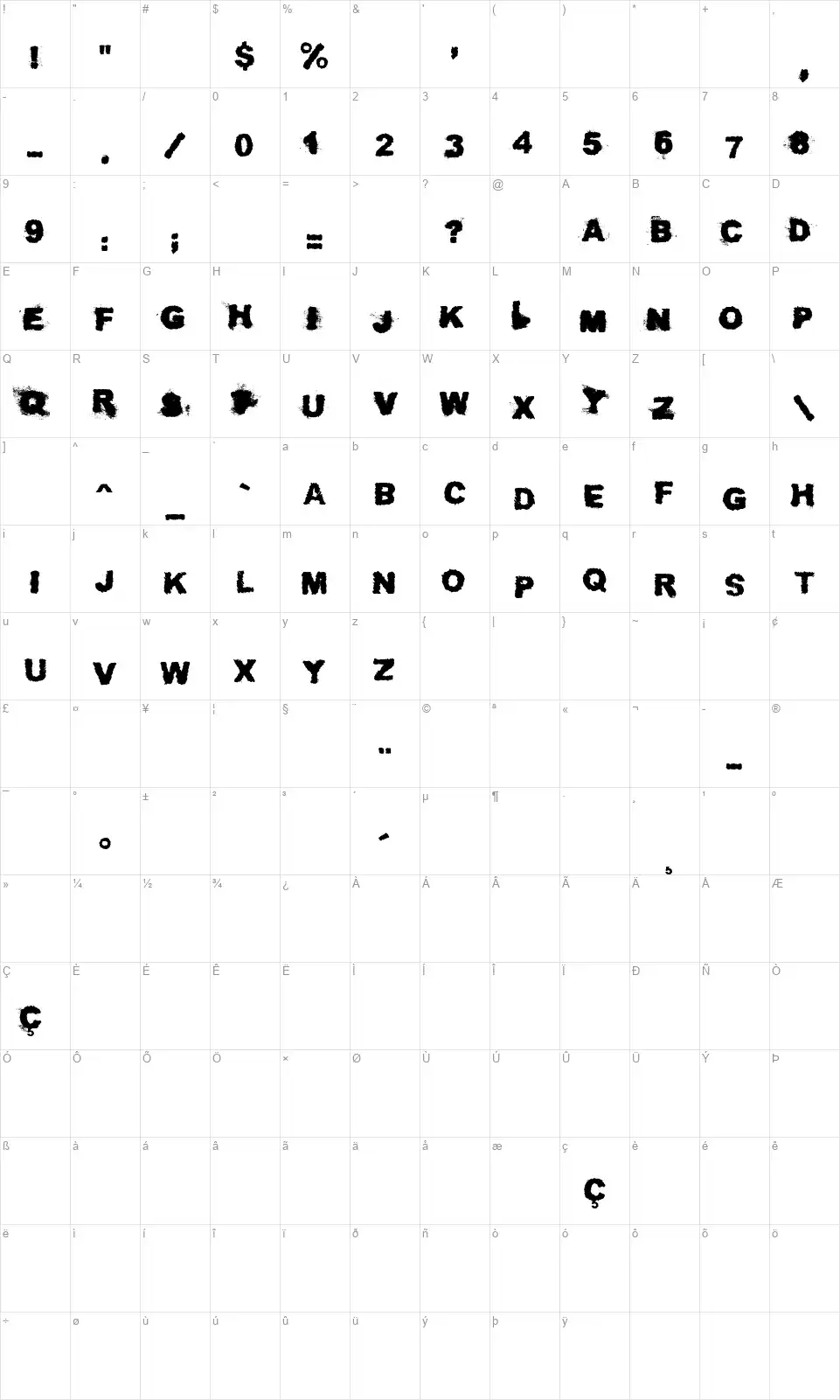 Troll Sketchesfont character map