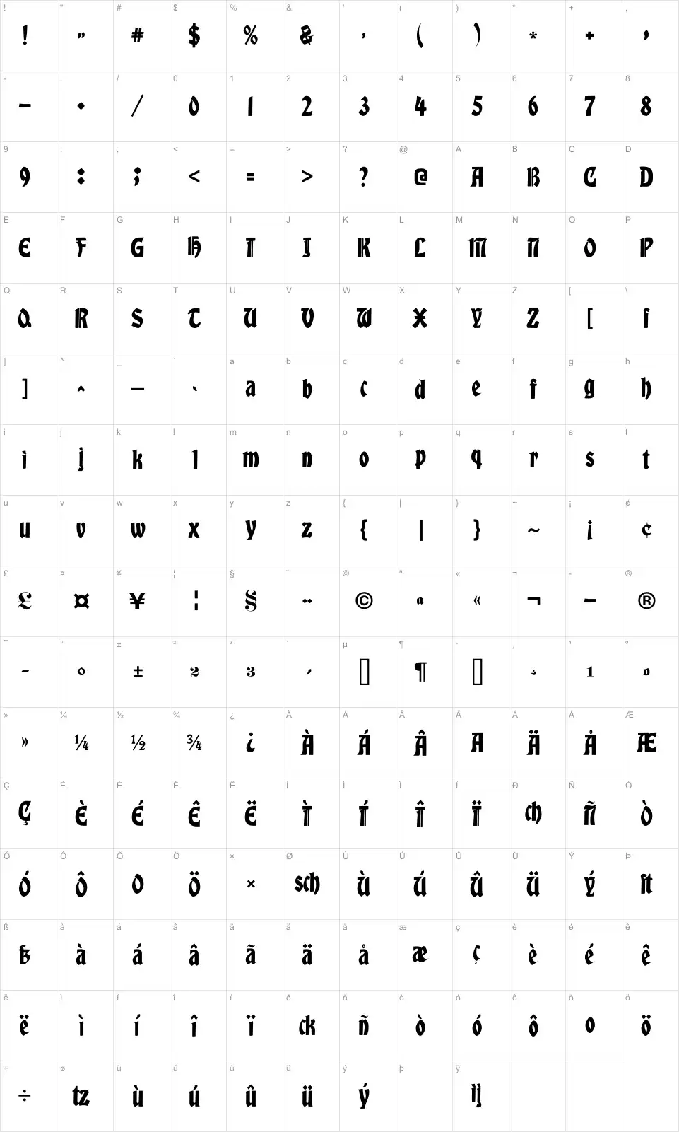 Victorian Free Ornaments Zeichentabelle Victorian Free Ornamentsfont character map
