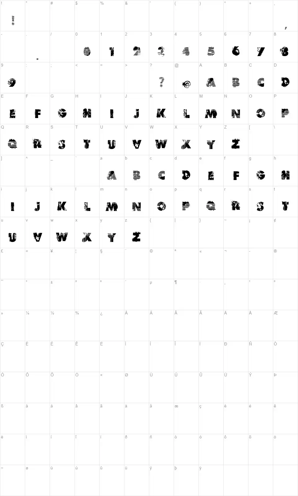 VTKS Reversofont character map