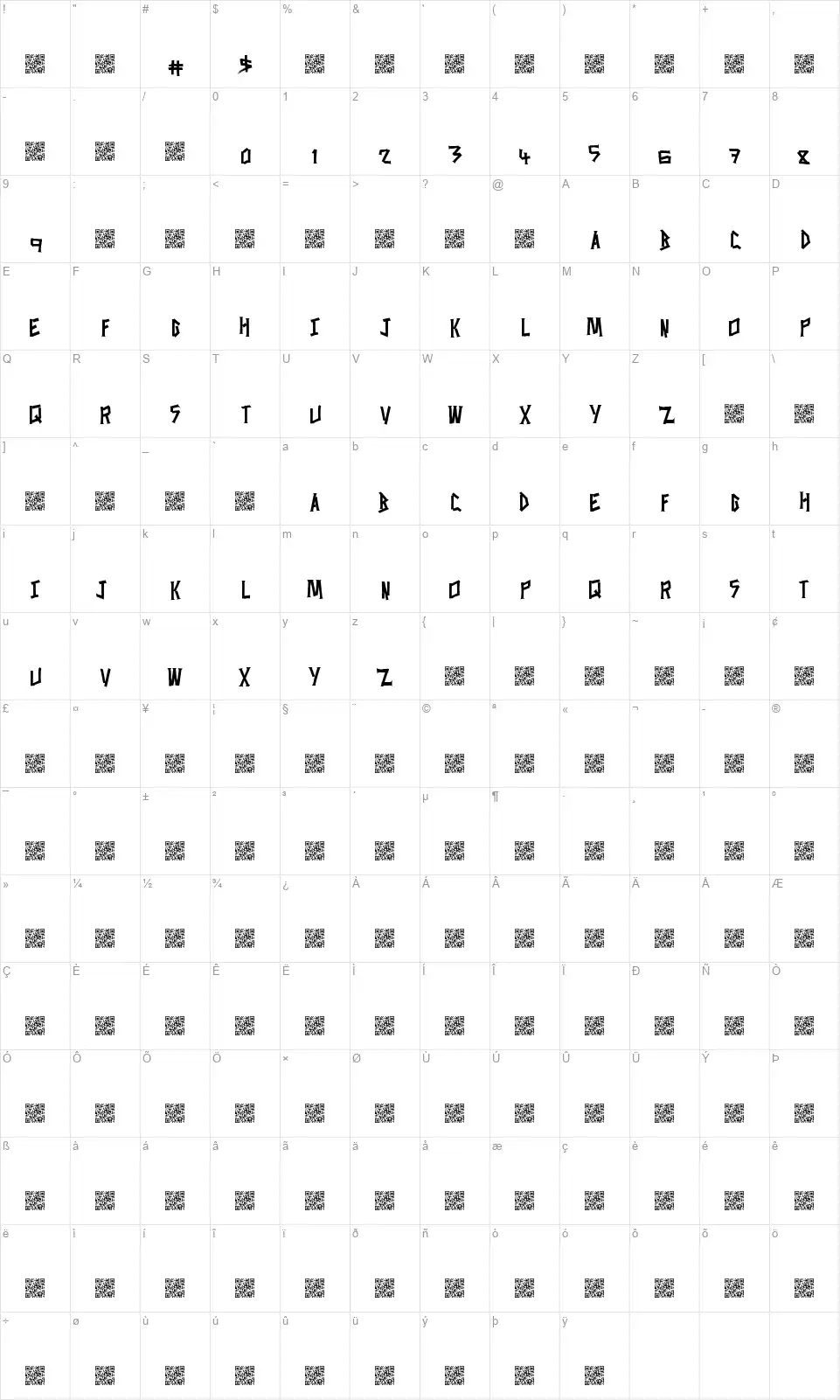 Waste Factoryfont character map