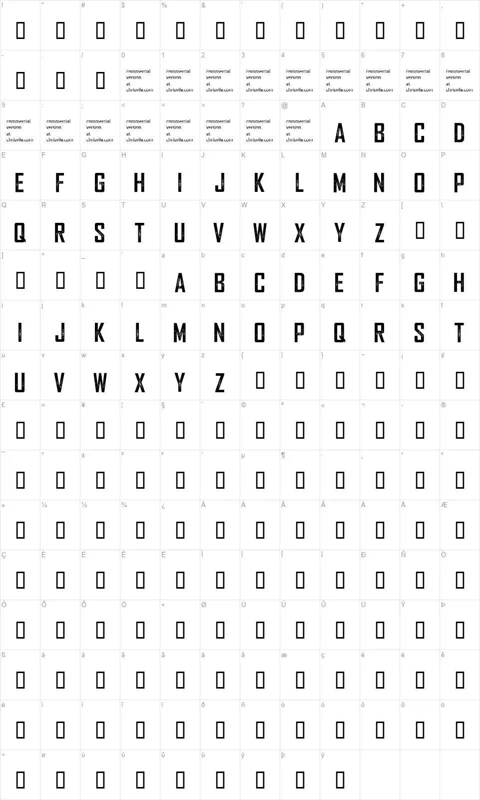 We are Depravedfont character map