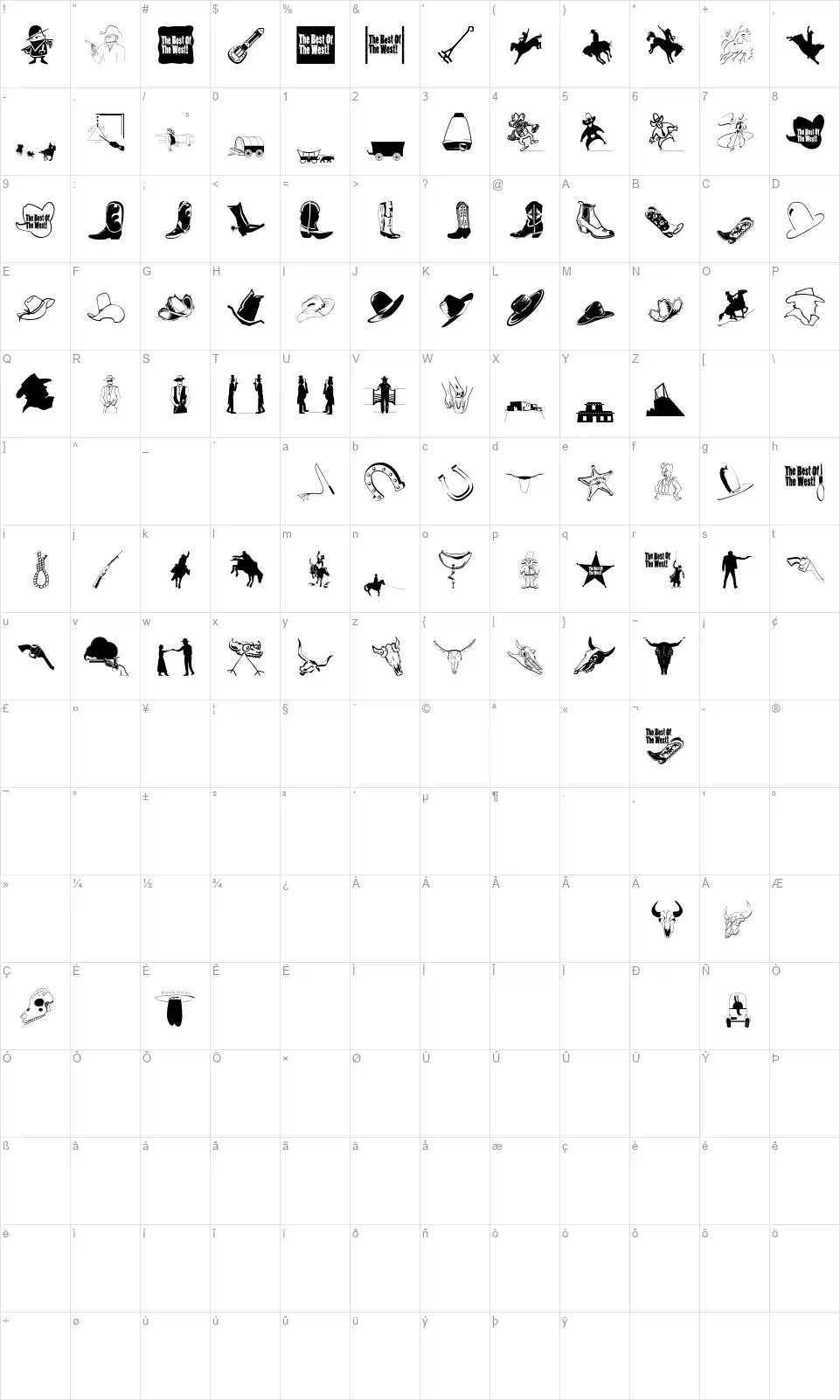 We Love Americas Wisdomfont character map
