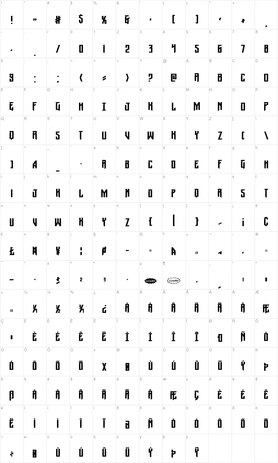 Winter Solsticefont character map